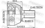 Febest 2110-CA223 Outer CV Joint 26X57.5X40