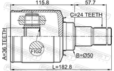 Febest 0411-GALH Inner CV Joint Left 36X50X24