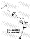 Febest 1623-C205FLH Front Left Stabilizer Link / Sway Bar Link