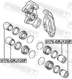 Febest 0176-GRJ120F Front Caliper Piston D45.4
