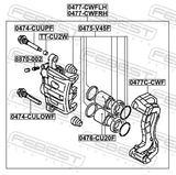 Febest 0477-CWFRH Front Right Brake Caliper Assembly (With Bracket)