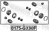 Febest 0175-GX90F Front Brake Caliper Repair Kit (Set For Two Sides)