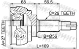 Febest 0210-027 Outer CV Joint 27X56X29