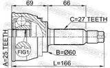 Febest 0410-023 Outer CV Joint 25X60X27