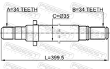 Febest 1812-ZAFCRH Axle Half Shaft Right 34X400X34