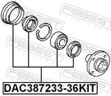 Febest DAC387233-36KIT Front Wheel Bearing Repair Kit 38X72X33X36