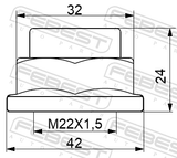 Febest 0498-NHUB01 Wheel Hub Nut