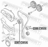 Febest 2387-CWVA Timing Belt Tensioner Pulley