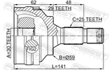 Febest 6510-002A29 Outer CV Joint 30X59X25