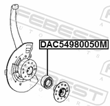 Febest DAC54980050M Front Wheel Bearing 54X98X50