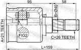Febest 0211-K12 Inner CV Joint 21X40X26
