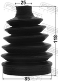 Febest 0117P-GRX125 Boot Outer CV Joint Kit Pvc 85X118X25