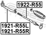 Febest 1921-R55R Steering Tie Rod End Right