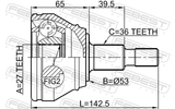 Febest 2310-033 Outer CV Joint 27X53X36