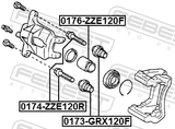 Febest 0173-GRX120F Front Brake Caliper Slide Pin Boot