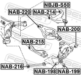 Febest NAB-220 Rear Rod Bushing