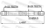Febest 1112-NEXRH Axle Half Shaft Right 22X697X29