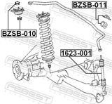 Febest BZSB-011 Rear Stabilizer Bar Bush Kit D19