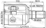 Febest 2211-XM12LH Inner CV Joint Left 33X33X28