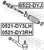 Febest 0521-DY3LH Steering Tie Rod End Left