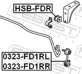 Febest 0323-FD1RR Rear Right Stabilizer Link / Sway Bar Link
