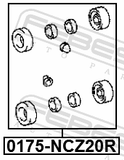 Febest 0175-NCZ20R Rear Wheel Brake Cylinder Repair Kit (Set For Two Sides)