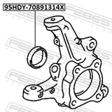 Febest 95HDY-70891314X Oil Seal Front Hub 68.8X89.1X13.1X13.95