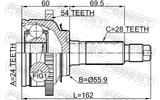 Febest 2210-CARNFLA54 Outer CV Joint 24X55.9X28