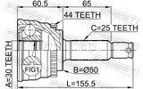 Febest 1210-014A44 Outer CV Joint 30X50X25