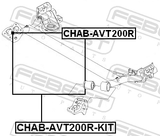 Febest CHAB-AVT200R-KIT Rear Crossmember Bushing Kit