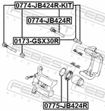 Febest 0774-JB424R Rear Caliper Slide Pin
