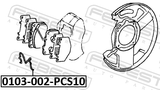 Febest 0103-002-PCS10 Anti-Rattle Spring, Disc Brake Pads PCS 10