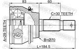 Febest 0110-GRN245 Outer CV Joint 29X70X30