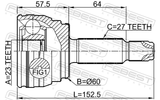 Febest 1210-ELN19 Outer CV Joint 23X62.5X27