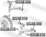 Febest SGAB-016 Bushing, Front Lower Control Arm