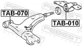 Febest TAB-010 Rear Bushing Without Bracket, Front Control Arm