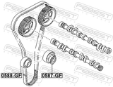Febest 0587-GF Timing Belt Tensioner Pulley