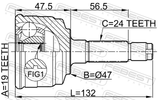 Febest 0910-014 Outer CV Joint 19X47X24