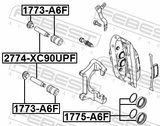 Febest 1775-A6F Front Brake Caliper Repair Kit (Set For One Side)