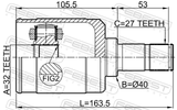Febest 0311-RW24LH Inner CV Joint Left 32X40X27