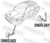 Febest 29603-002 Front Level Sensor (With Link)