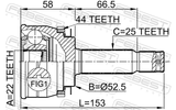 Febest 1210-ACCA44 Outer CV Joint 22X52.5X25