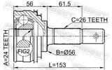 Febest 0110-009 Outer CV Joint 24X56X26