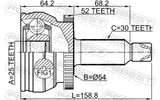 Febest 2210-XM12A52 Outer CV Joint 25X54X30