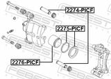Febest 2275-PICF Front Brake Caliper Repair Kit (Set For One Side)