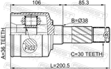 Febest 0511-BT50RH Inner CV Joint Right 36X38X30