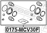 Febest 0175-MCV30F Front Brake Caliper Repair Kit (Set For Two Sides)