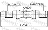 Febest 0512-BT50LH Axle Half Shaft Left 28X356X28