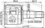 Febest 0411-V43LH Inner CV Joint Left 25X32X25