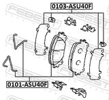 Febest 0103-ASU40F Disc Brake Clip Set